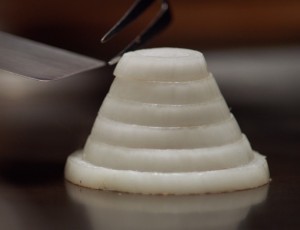 a close-up of a sliced onion